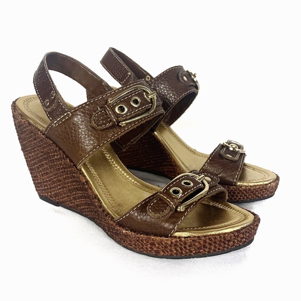 ANTONIO MELANI Ashlee Sandal Wedge Madder Brown 7.5